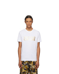 VERSACE JEANS COUTURE White And Gold Logo T Shirt