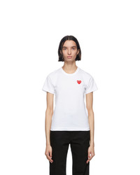 Comme Des Garcons Play White And Red Heart Patch T Shirt