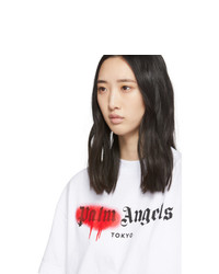 Palm Angels White And Red Tokyo Sprayed T Shirt