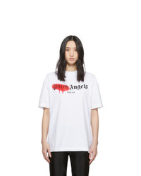 Palm Angels White And Red Tokyo Sprayed T Shirt