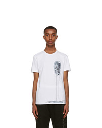 Alexander McQueen White And Silver Skull Print T Shirt