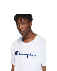 Champion Reverse Weave White Big Script T Shirt