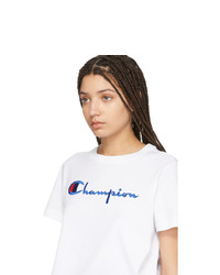 Champion Reverse Weave White Big Script T Shirt