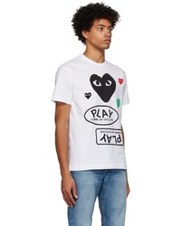 Comme Des Garcons Play White Black Multi Logo T Shirt