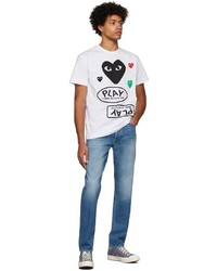 Comme Des Garcons Play White Black Multi Logo T Shirt