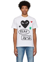 Comme Des Garcons Play White Black Multi Logo T Shirt