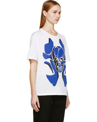 Alexander McQueen White Blue Skull Print T Shirt