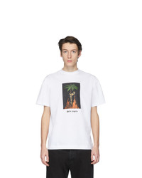 Palm Angels White Burning Skeleton T Shirt