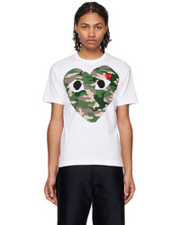 Comme Des Garcons Play White Camouflage T Shirt