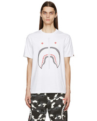 BAPE White Embroidered Effect Shark T Shirt