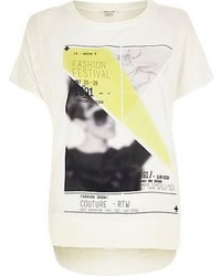 River Island White Fashion Festival Print T Shirt