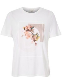 River Island White Floral Print Fitted T Shirt