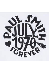 Paul Smith White Forever Print Ribbed Cotton T Shirt