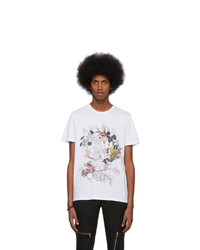 Alexander McQueen White Glowing Botanical Skull T Shirt