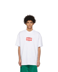 MSGM White Graphic Logo T Shirt