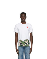 Comme Des Garcons Play White Heart Patch T Shirt