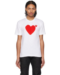 Comme Des Garcons Play White Hearts T Shirt