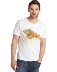 Etro White Iguana Printed Cotton Jersey Crewneck T Shirt