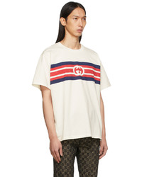 Gucci White Interlocking G Stripe T Shirt