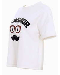 Choies White Letters Beard Print T Shirt