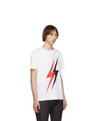 Neil Barrett White Lightning Bolt T Shirt