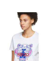 Kenzo White Limited Edition Embroidered Tiger T Shirt