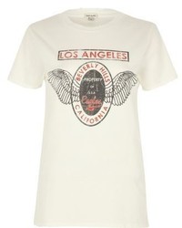 River Island White Los Angeles Print Boyfriend T Shirt