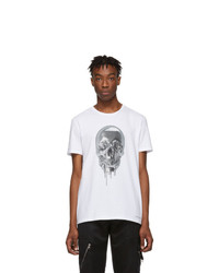 Alexander McQueen White Metallic Skull T Shirt
