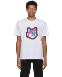 MAISON KITSUNÉ White Muirmcneil Edition Pixel Fox Head Print T Shirt