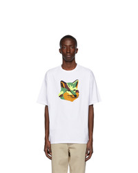 MAISON KITSUNÉ White Neon Fox T Shirt