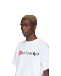 Aries White New Balance Edition Logo T Shirt