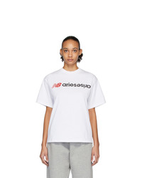 ARIES White New Balance Edition Logo T Shirt
