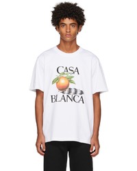 Casablanca White Orange Print T Shirt