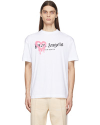 Palm Angels White Pink St Moritz Sprayed T Shirt