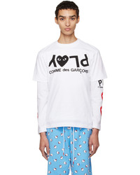 Comme Des Garcons Play White Printed T Shirt
