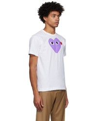 Comme Des Garcons Play White Purple Big Heart T Shirt