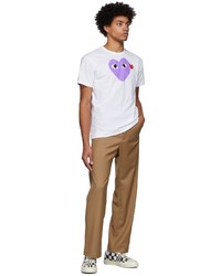 Comme Des Garcons Play White Purple Big Heart T Shirt