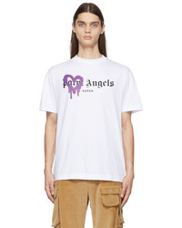 Palm Angels White Purple St Moritz Sprayed T Shirt