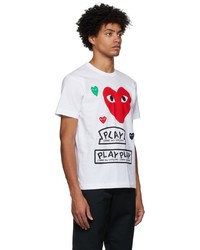 Comme Des Garcons Play White Red Multi Logo T Shirt