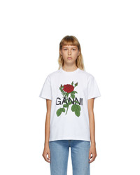 Ganni White Rose T Shirt