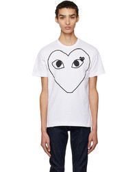 Comme Des Garcons Play White Sketch Heart T Shirt