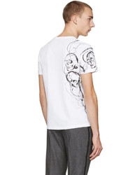 Alexander McQueen White Skulls And Lines T Shirt