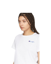 Champion Reverse Weave White Small Script T Shirt