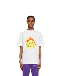 Palm Angels White Smiley Edition Burning Head Logo T Shirt