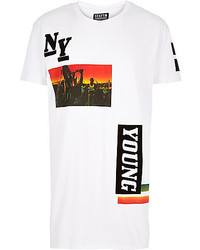 River Island White Systvm New York Print T Shirt