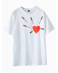 Choies White T Shirt With Cupid Print