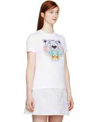 Kenzo White Tiger Print T Shirt