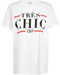 River Island White Tres Chic 1963 Print Oversized T Shirt