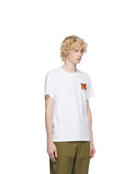 MAISON KITSUNÉ White Velvet Fox Head T Shirt