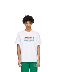 Casablanca White Vintage Tennis Stripe T Shirt